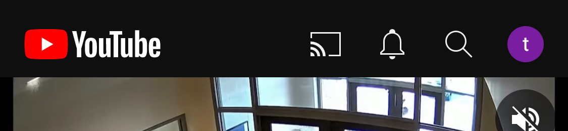 YouTube ホーム画面右上のアカウントアイコン